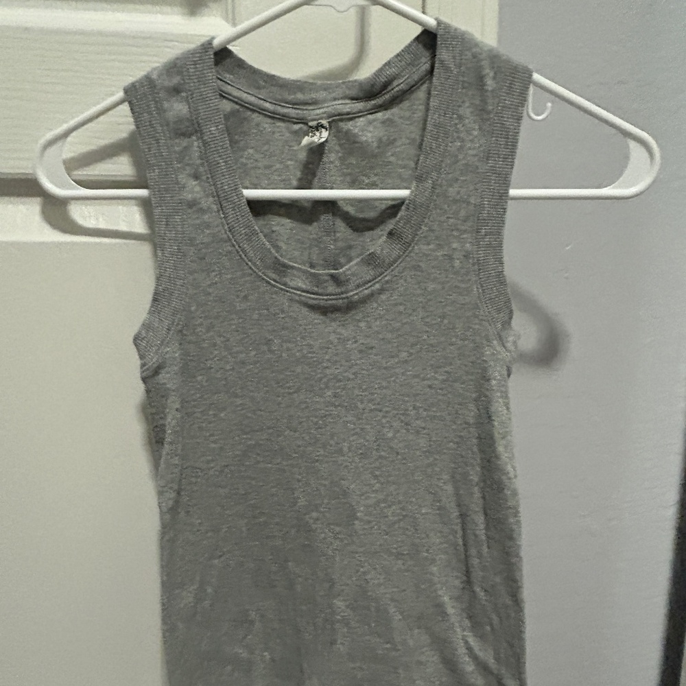 Women's Free People 3/4 Crop Gray Ribbed Tank - XS